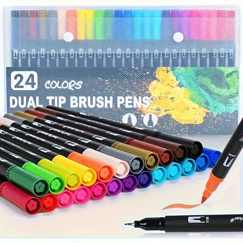 Vibrant Double-Ended Watercolor Markers – Art Set for Drawing & Crafts, Durable Plastic Bodies, Christmas Gift
