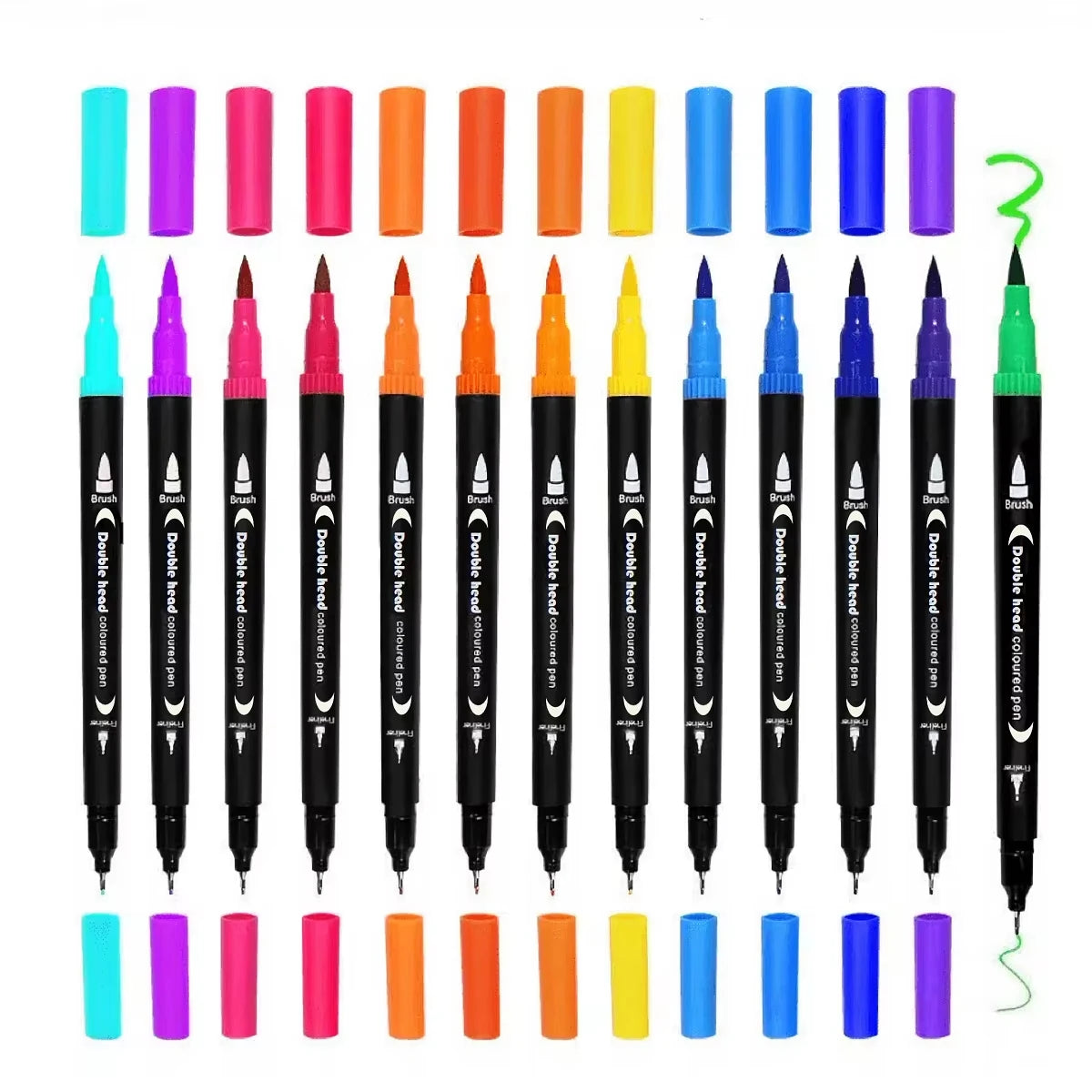12pcs Double Ended Art Marker Pens Set for Artists Fine And Brush Coloring Random Colors