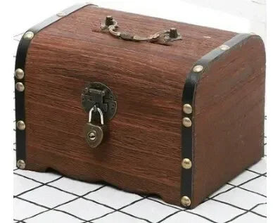 Treasure Chest With Lock Vintage Treasure Storage Box Piggy Bank Organizer Saving Box Case With Lock For Home Retro Decoration
