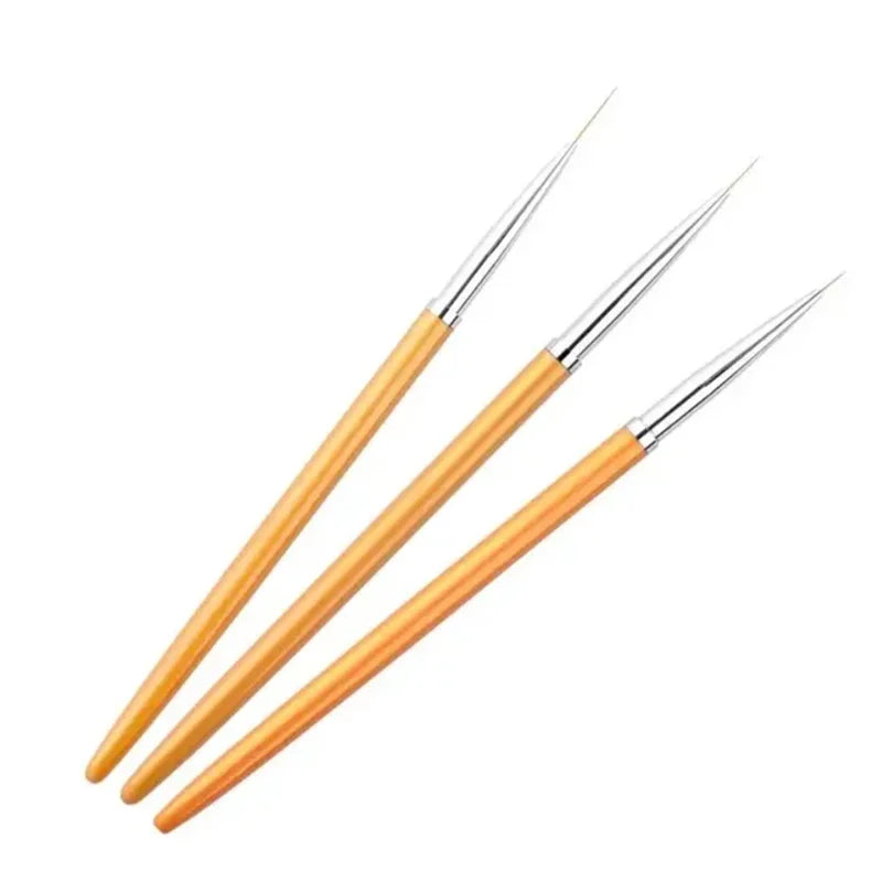 3Pcs Acrylic French Stripe Nail Art Liner Brush 3D Tips Line Stripes DIY Drawing Pen UV Gel Brushes Painting Pen Manicure Tools