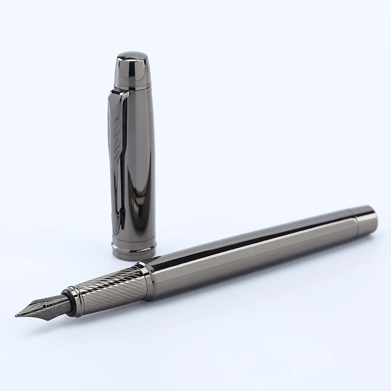 1 Pc Silver Gray High-end Business Fountain Pens, Lridium Pen Tip Medium size 0.5mm.  For School Classroom, Office, Daily Writin