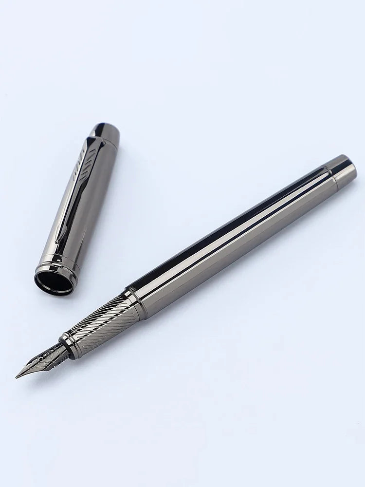 1 Pc Silver Gray High-end Business Fountain Pens, Lridium Pen Tip Medium size 0.5mm.  For School Classroom, Office, Daily Writin